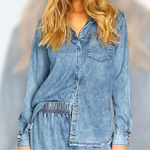 Michael Lauren Women’s Denim Button Down Shirt Size M